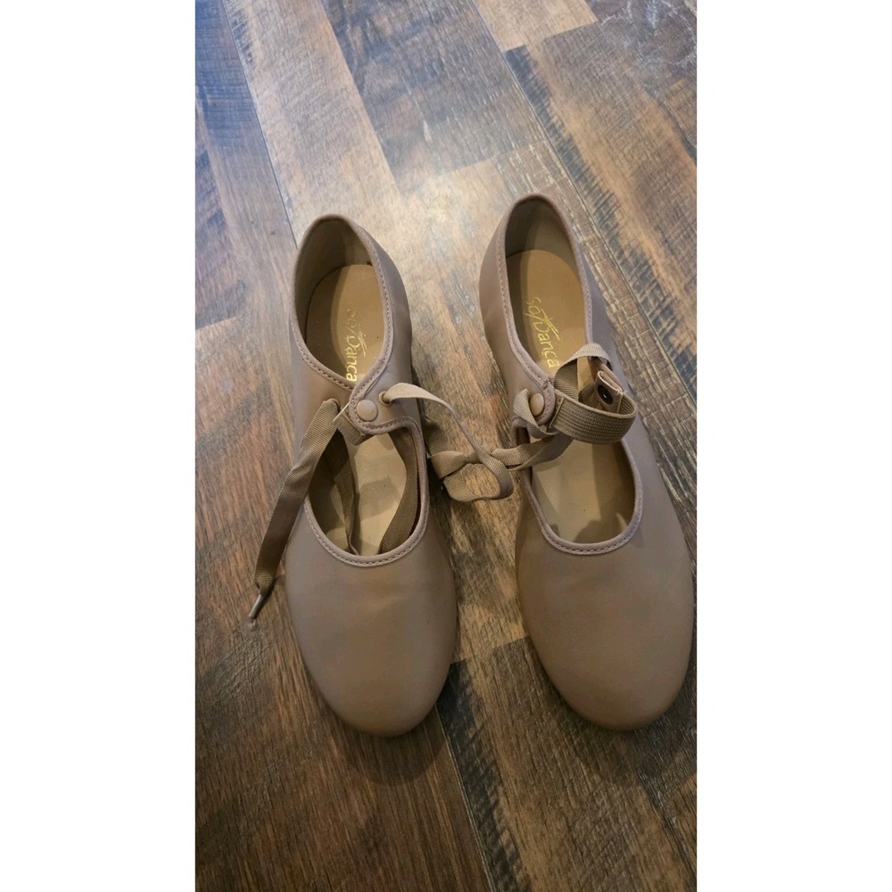 So Danca Valiant TA36 Adult Vegan Tap Shoe With Elastic Snaps Tan Sz Med 8 1/2 L